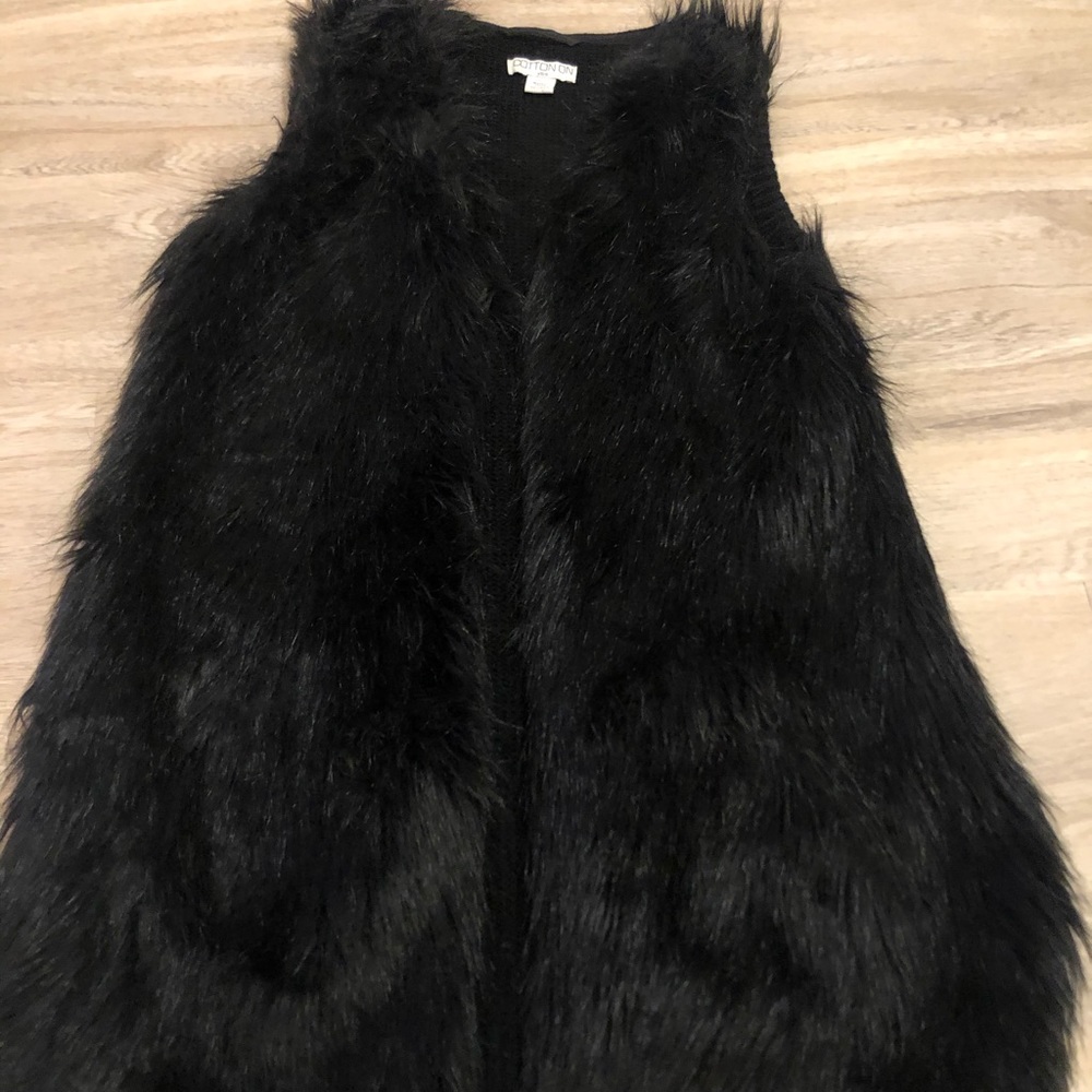 Cotton On Long black faux fur vest